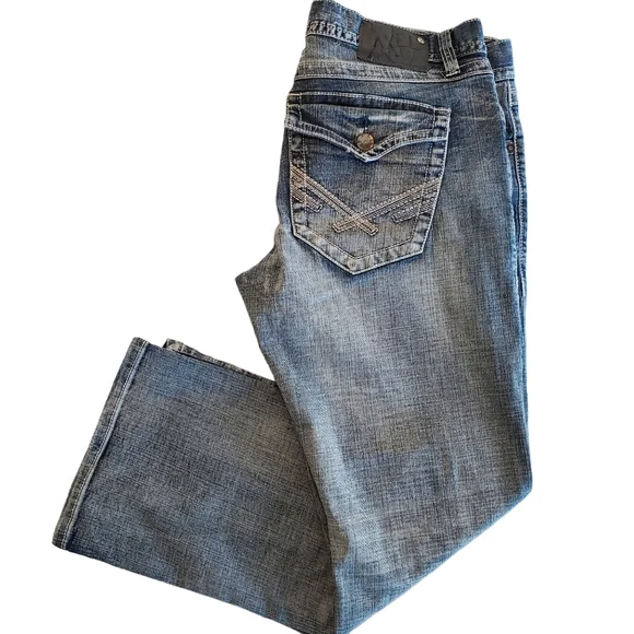 TK Axel Men's Weston Vintage Boot Jeans Flap Pockets Denim Distressed 34x29 - Picture 15 of 15